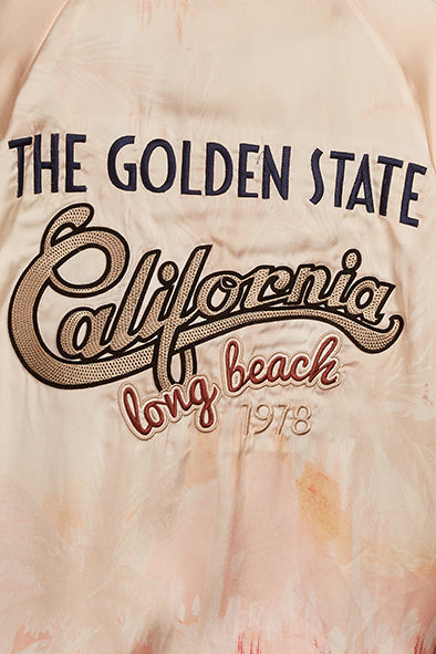 ZARA <br> Pink Bomber Jacket California Golden State <br> Size S