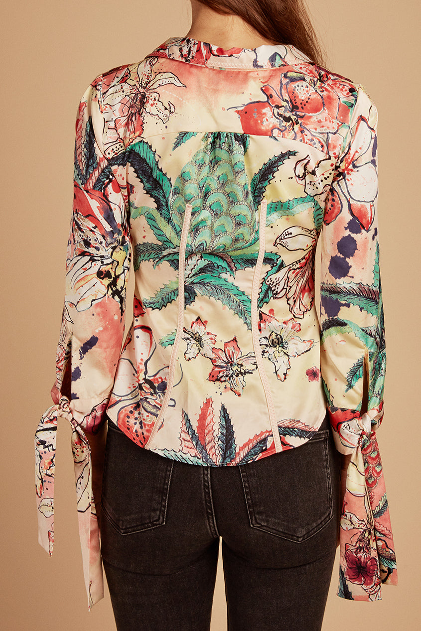 JUST CAVALLI <br> Floral/Pineapple Shirt <br> Size US 4